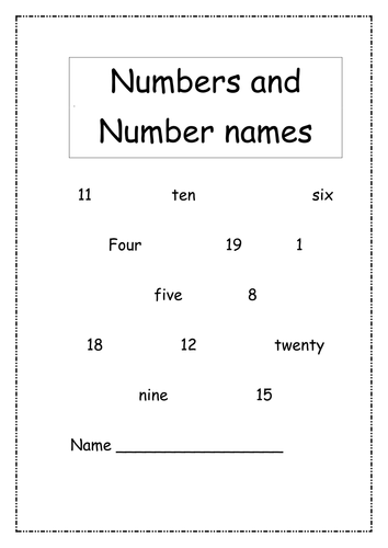 numbers and number names teaching resources