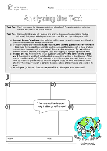 Analysing Poetry Texts: Different Cultures