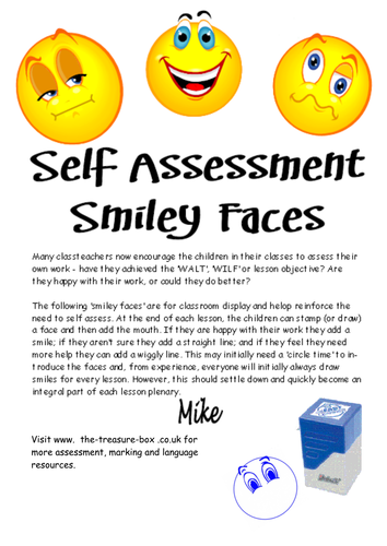 Self Assessment, AfL, Smiley Face Posters