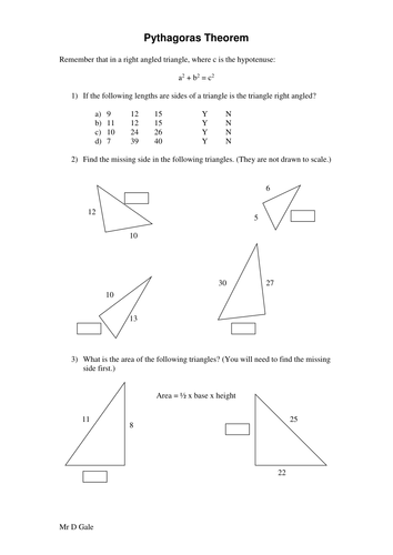 for grade worksheet 3 Theorem by DaveGale   Pythagoras Worksheet KS3/KS4