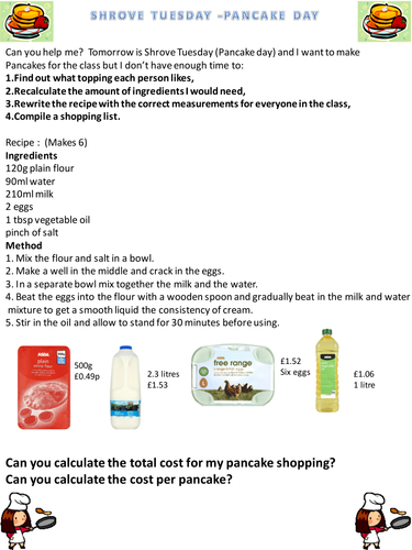 Shrove Tuesday Pancake Day Maths by pbkupersamy - Teaching 