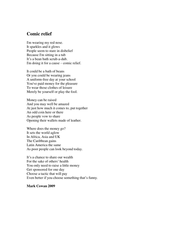 Comic relief - a poem