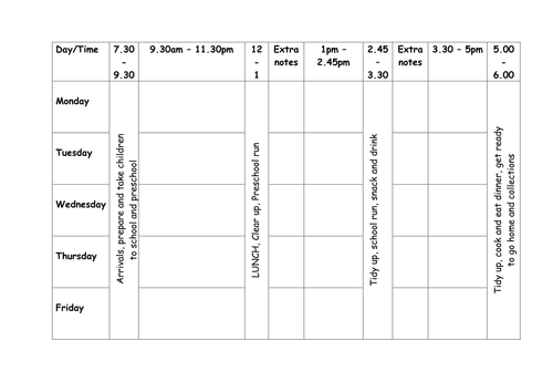 Weekly plan template | Teaching Resources