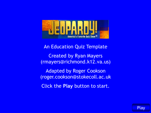 Jeopardy Maker Create Your Own Jeopardy Game W O Powerpoint