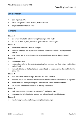 Working Late by Louis Simpson