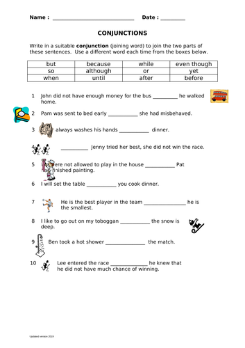 Conjunction Sentences Teaching Resources