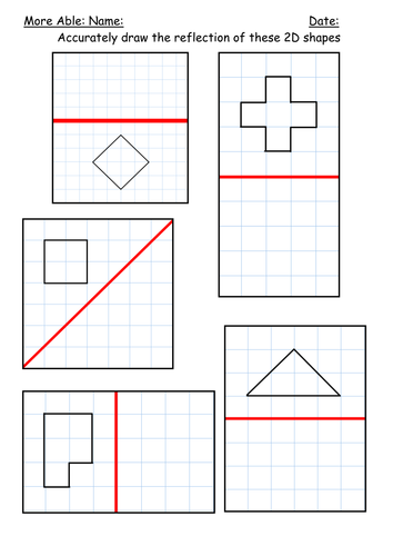 Printables Reflection Worksheet reflection of shapes by kbarker86 teaching resources tes