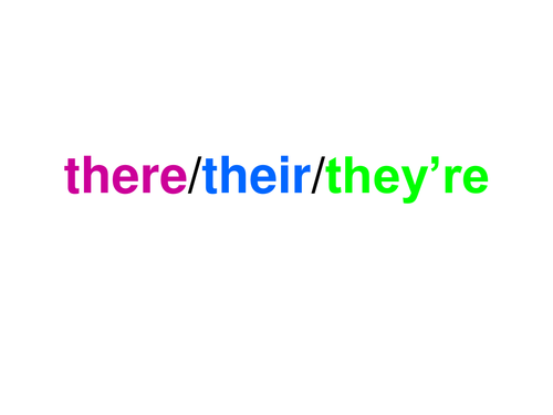Spelling: their there they're homophones