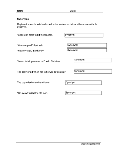 Verbs And Their Synonyms Teaching Resources
