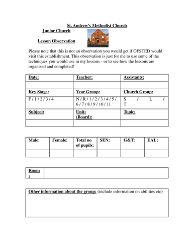 Ks1 Lesson Observation Form - Veroncia Info