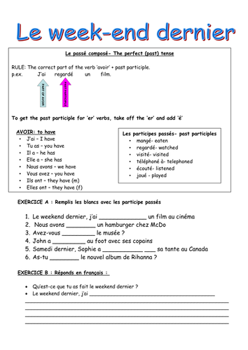 Describe your weekend in french image