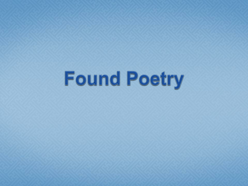 Found Poetry Activity
