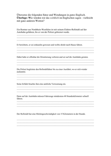 Translation practice Ger to Eng AS WJEC