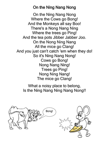 On the ning nang nong poem and cloze activity