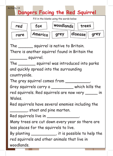 Anglesey Red Squirrel Education Pack.