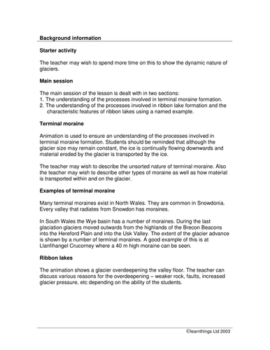 Terminal moraine and ribbon lakes