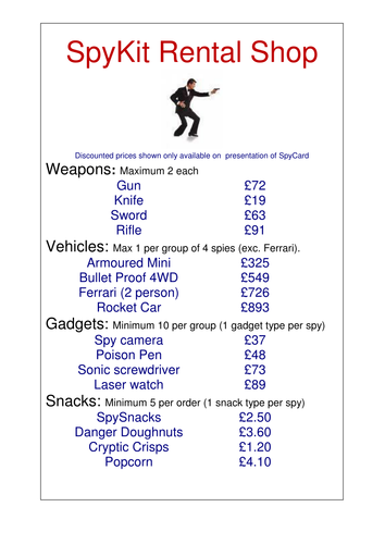 Spy maths -  context based maths