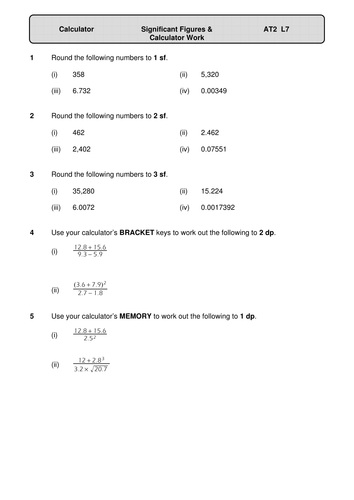 Significant figures and calculator work
