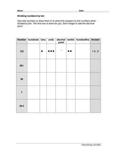 Tenths and hundreths