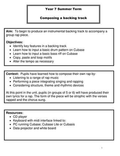 Composing a backing track