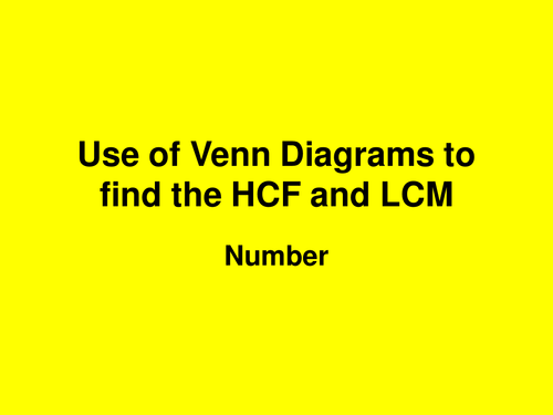 Lesson on Venn Diagrams and HCF and LCM