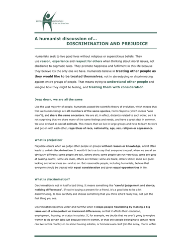 Humanist Perspectives: Social and Moral Issues