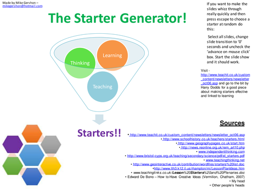 The Starter Generator: KS2 - 4(Ages 7-16) Starters