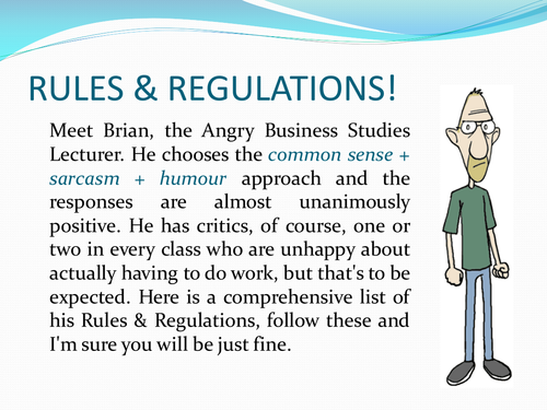 Rules & Regulations of the Classroom