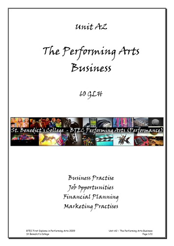 BTEC First - Performing Arts Business Assignment