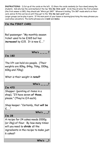 Loop Cards: Number Operations: KS3, KS4, Post16