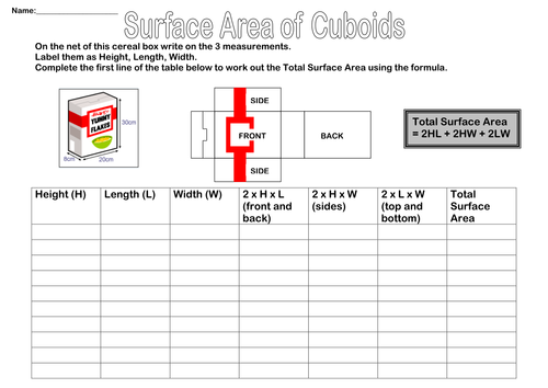 Surface Area of Cuboids - KS3 and KS4 Worksheet | Teaching Resources