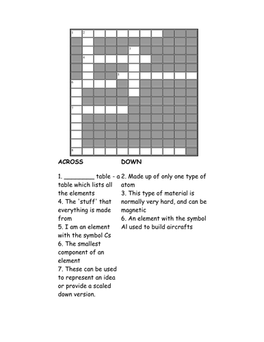 Elements crossword
