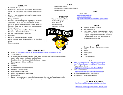 Pirate homework year 2 image