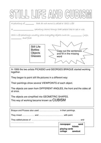 definition shading art by Power Worksheet Still helenm23 Life/Cubism Point and
