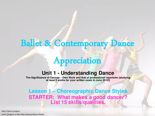 Ballet & Contemporary Scheme of Work Term 1a