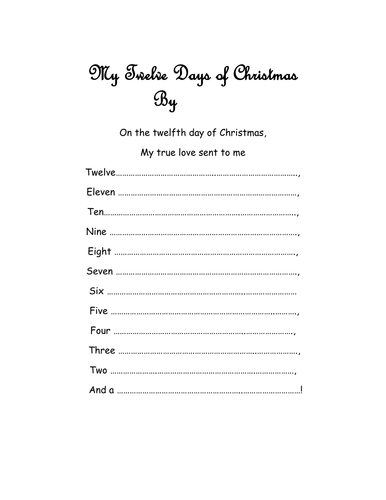 12 days of christmas | Teaching Resources