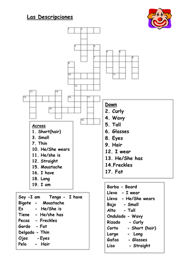 Spanish Descriptions crossword