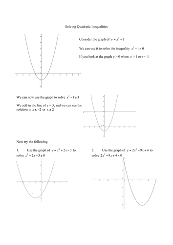 Solving Quadratic Inequalities Worksheet By Marcopront Teaching