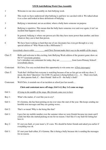 Anti-Bullying Week Class Assembly