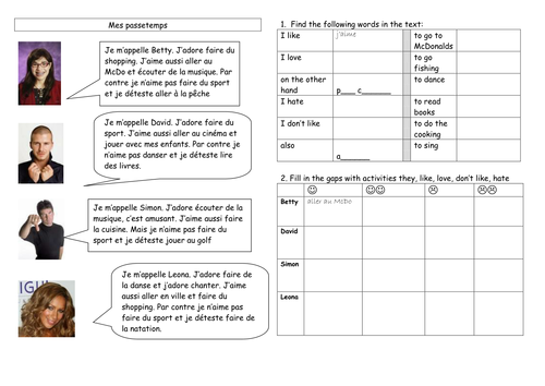 Mes passetemps / hobbies