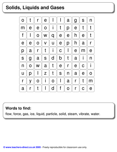 States of Matter Crossword/Wordsearch | Teaching Resources