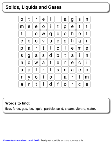 states of matter crossword wordsearch teaching resources