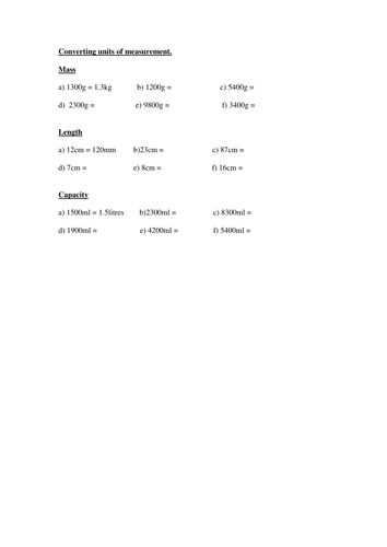 Converting measurement