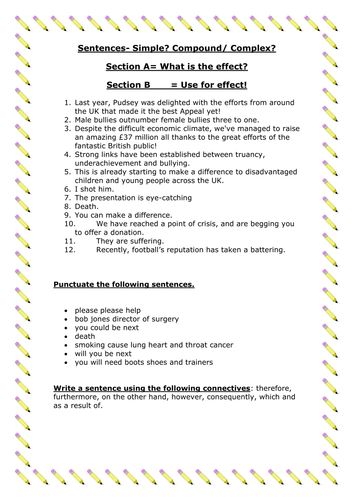 Sentences: Revision worksheet