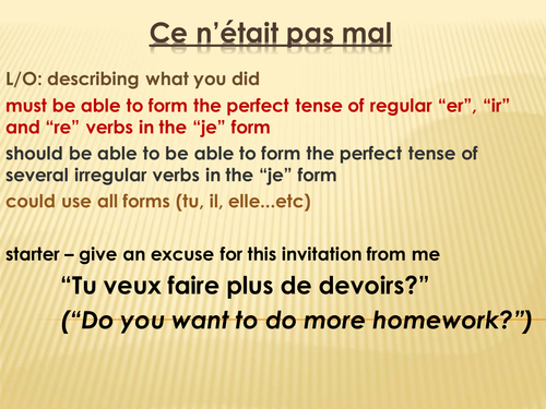 NEW Edexcel Module 2 Unit 3 Ce n’était pas mal