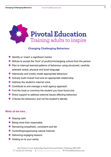 Changing Challenging Behaviour