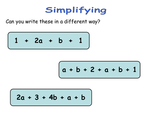 Algebraic Magic Sqaures: Collecting Like Terms