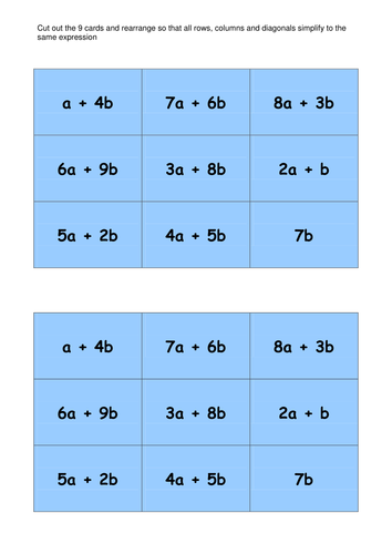 Algebraic Magic Squares Activity