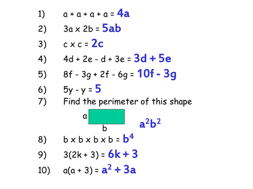 Misconceptions in Algebra - Starter - KS3 KS4