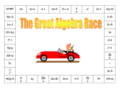 The great algebra race. Game KS3.